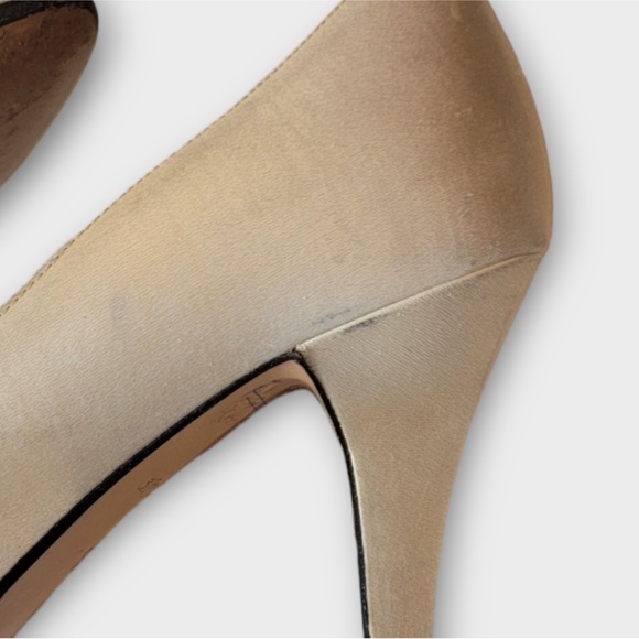 Yves Saint Laurent Vintage Pearl White Satin Heels - Picture 7 of 7